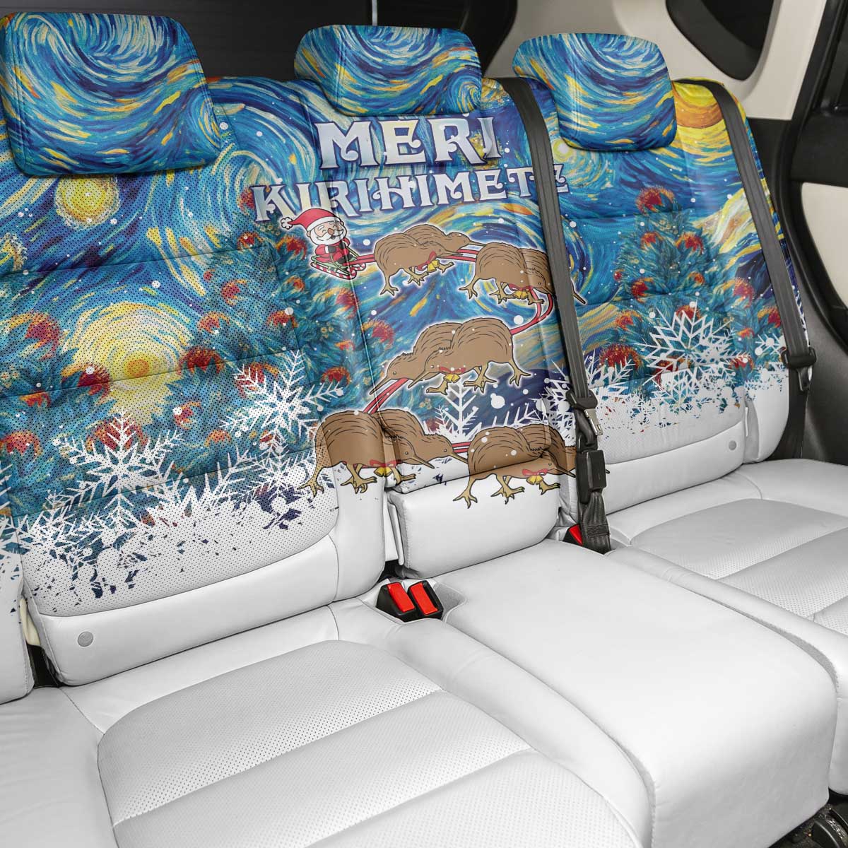 Fairisle Christmas Snowman Pattern Print Pet Car Seat Cover