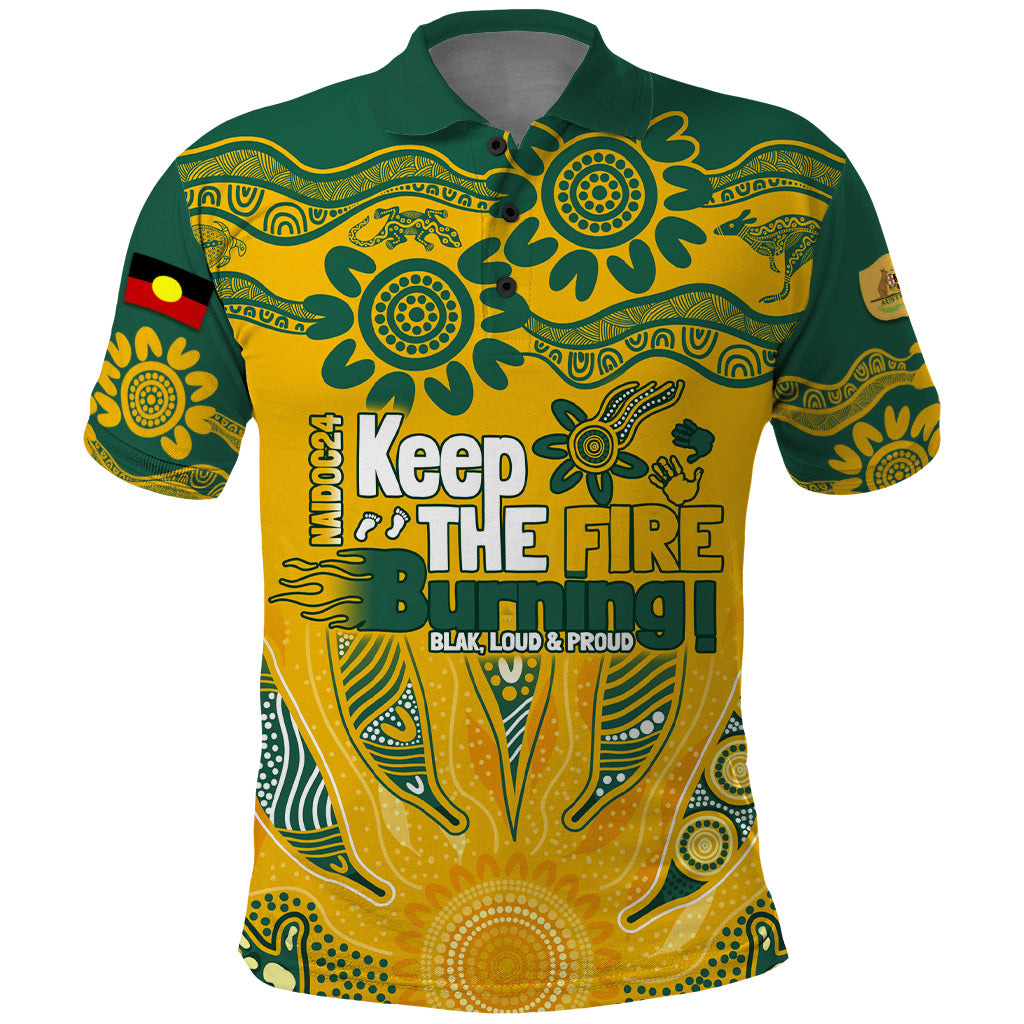 Custom Socceroos NAIDOC Week 2024 Polo Shirt Indigenous Burning Fire National Colors