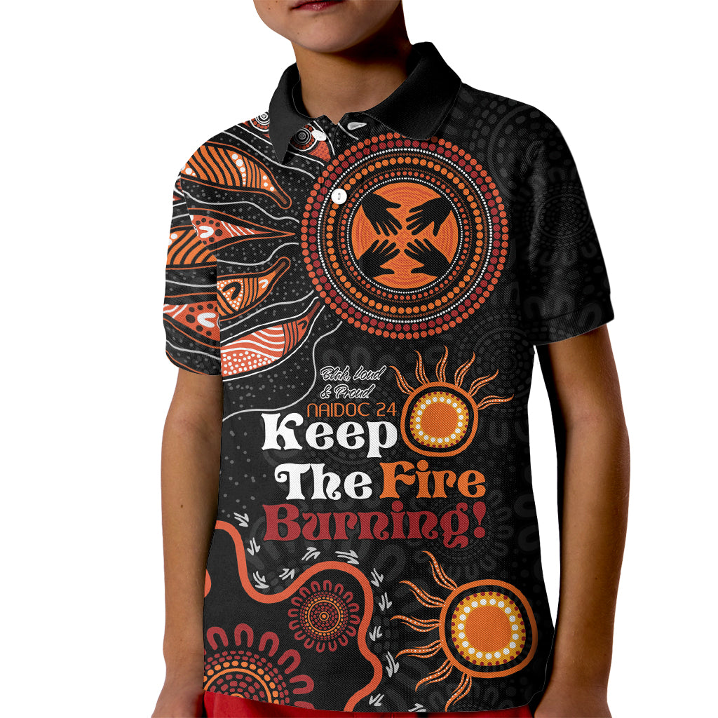 Australia NAIDOC 2024 Kid Polo Shirt Keep the Fire Burning Aboriginal