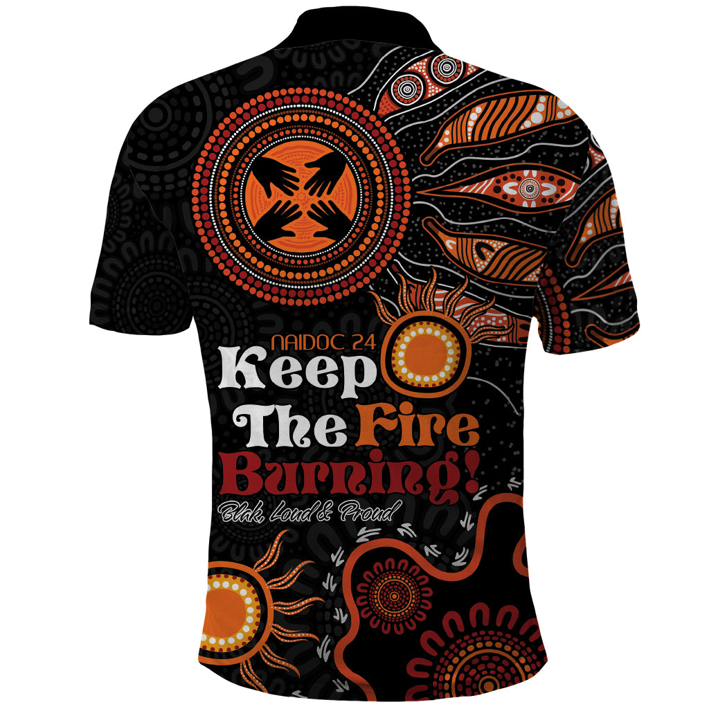 Australia NAIDOC 2024 Polo Shirt Keep the Fire Burning Aboriginal Art
