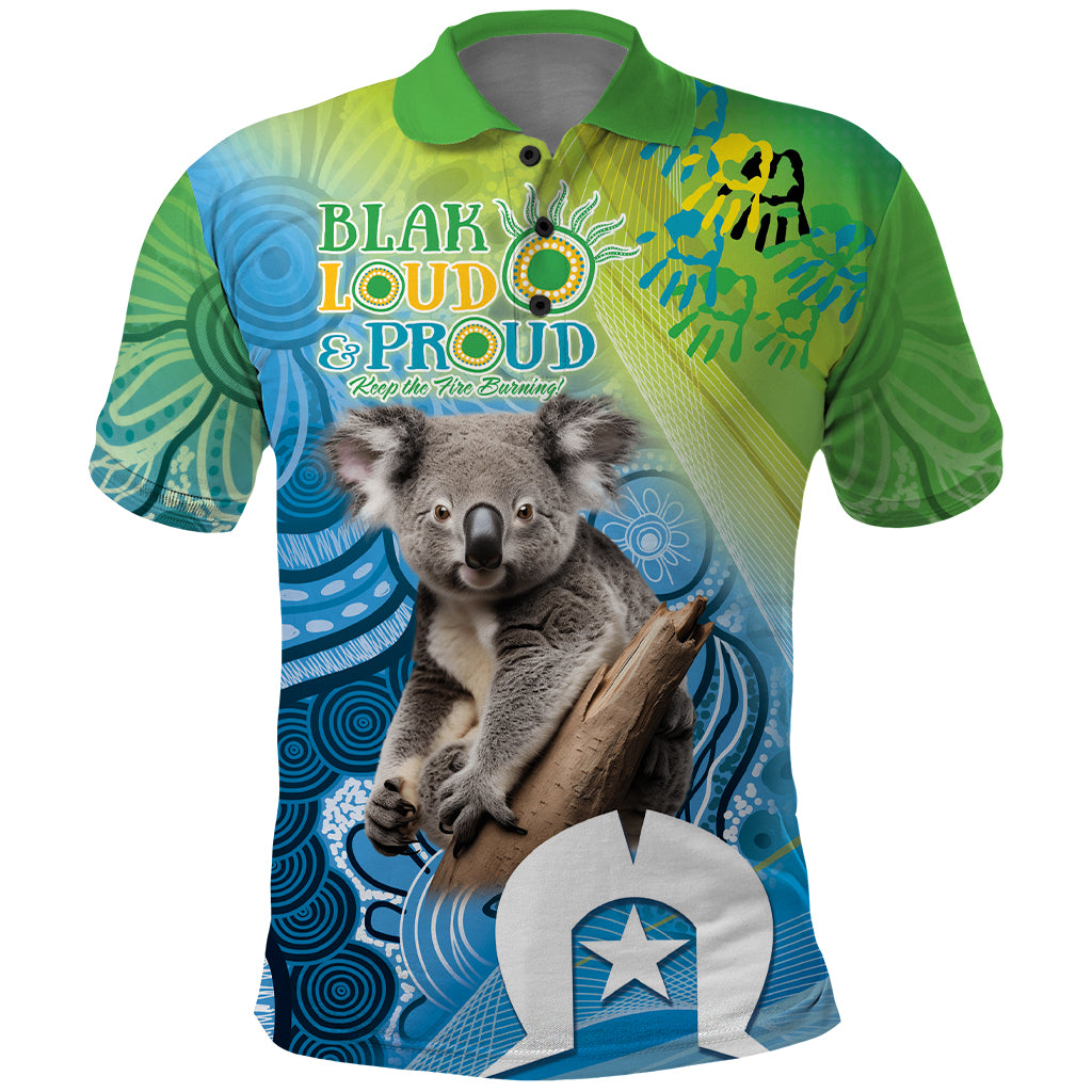 Vivid Minimal Koala NAIDOC 2024 Polo Shirt Aboriginal Art Style
