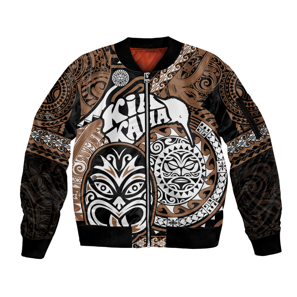 Custom Maori Fathers Day New Zealand Sleeve Zip Bomber Jacket Aroha Ahau Ki A Koe Papa - Purple LT9
