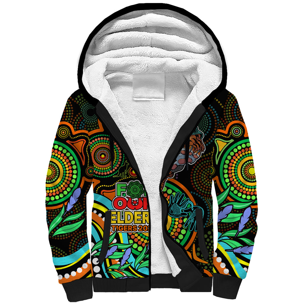 Africa Tribal Pattern Mixed Leopard Skin Sherpa Hoodie LT9 main image 0