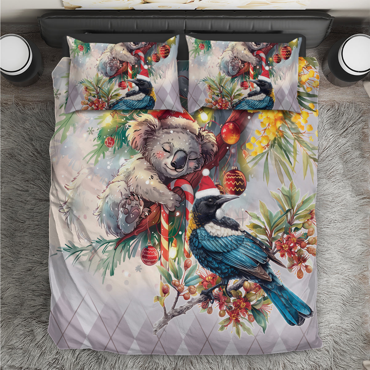 Koala and Tui Bird Christmas in July Bedding Set