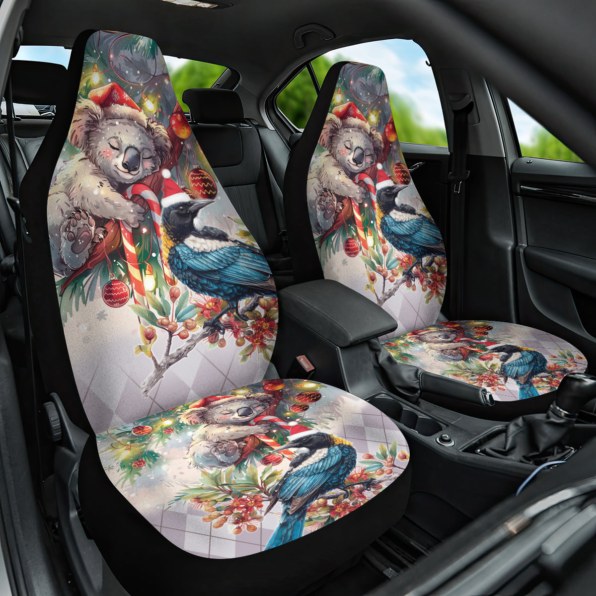 Koala and Tui Bird Christmas in July Car Seat Cover