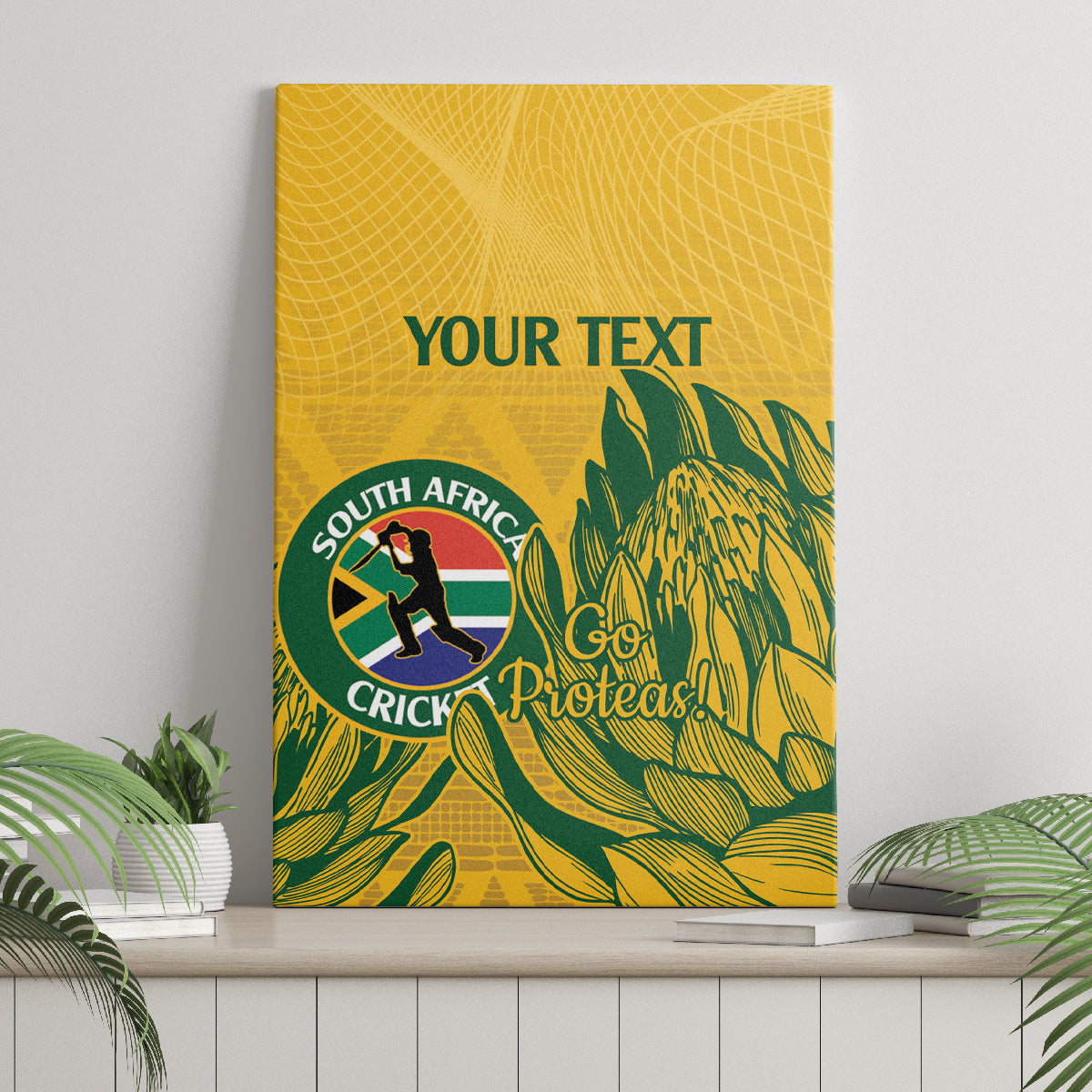 Custom South Africa Cricket Canvas Wall Art 2024 African Pattern Go Proteas