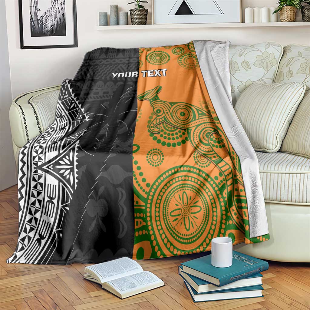 (Custom Personalised) Fiji Tapa Tribal Coconut Tree Blanket - LT12