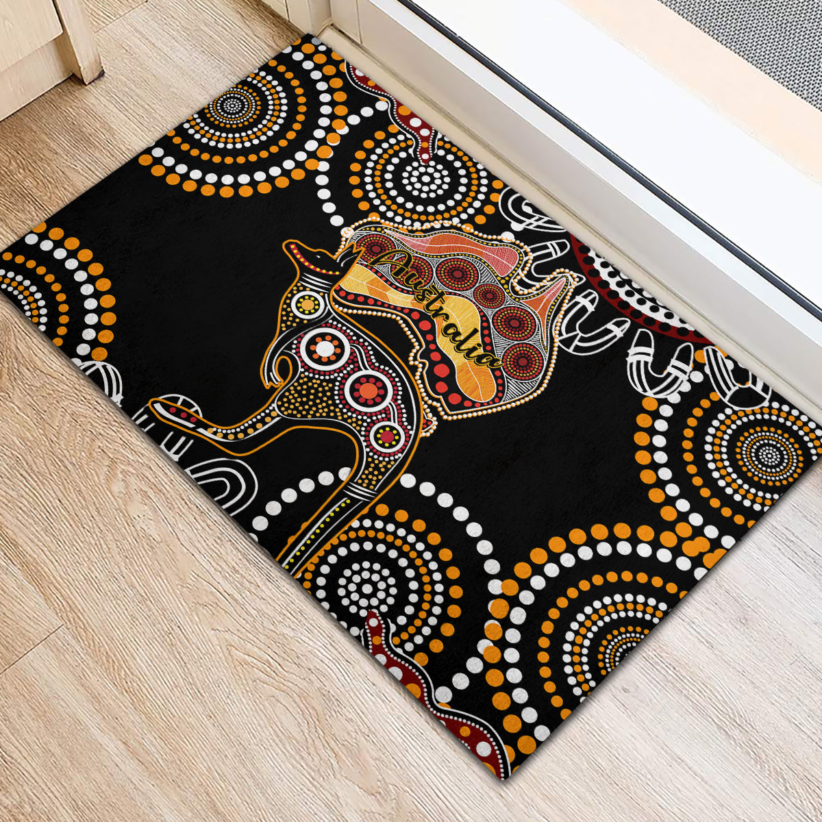 Australia Aboriginal Rubber Doormat Australian Map With Kangaroo Indig