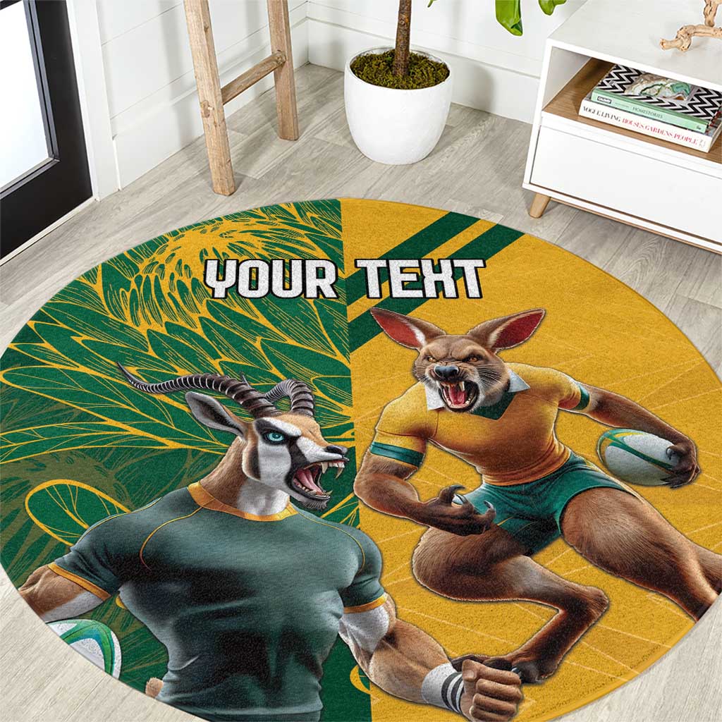Custom South Africa Rugby Round Carpet Go Springboks Kente With Bokke LT14