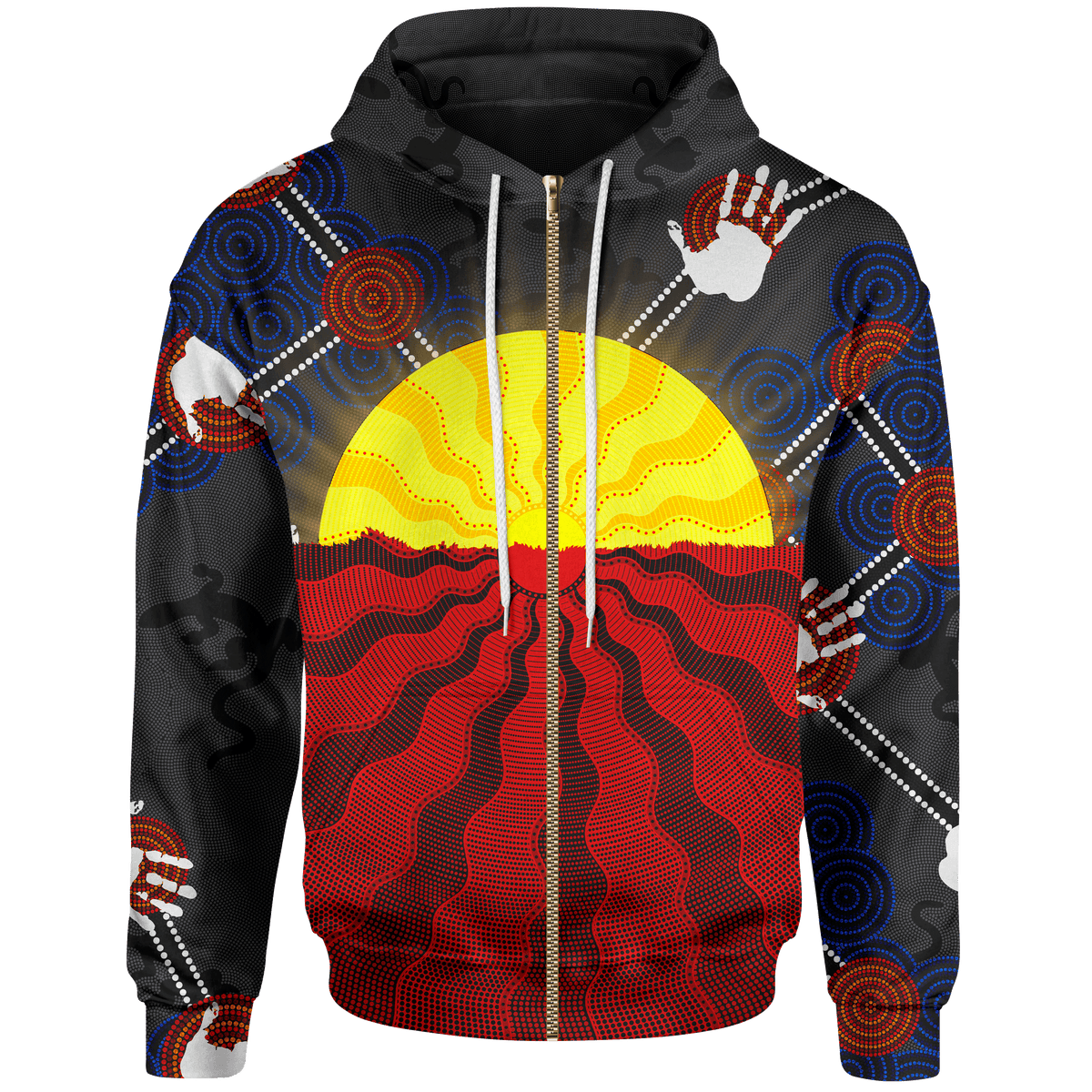 Aboriginal Hoodie - Aboriginal Lives Matter Flag Dot Painting Art
