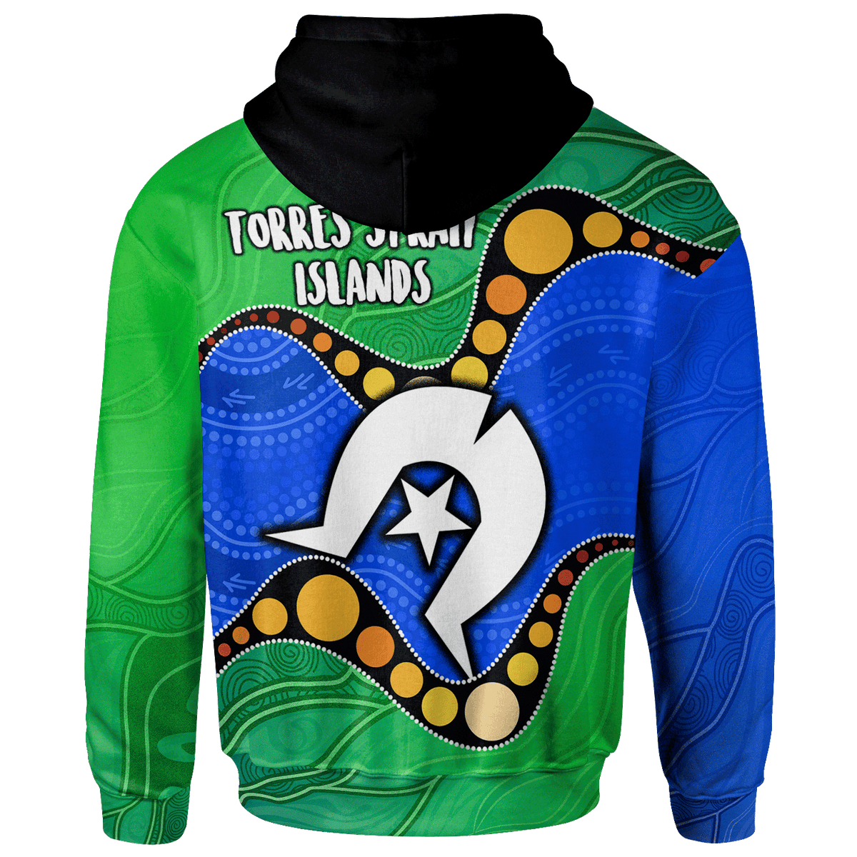 Aboriginal Hoodie Dress - Torres Strait Islands in Wave (Black)