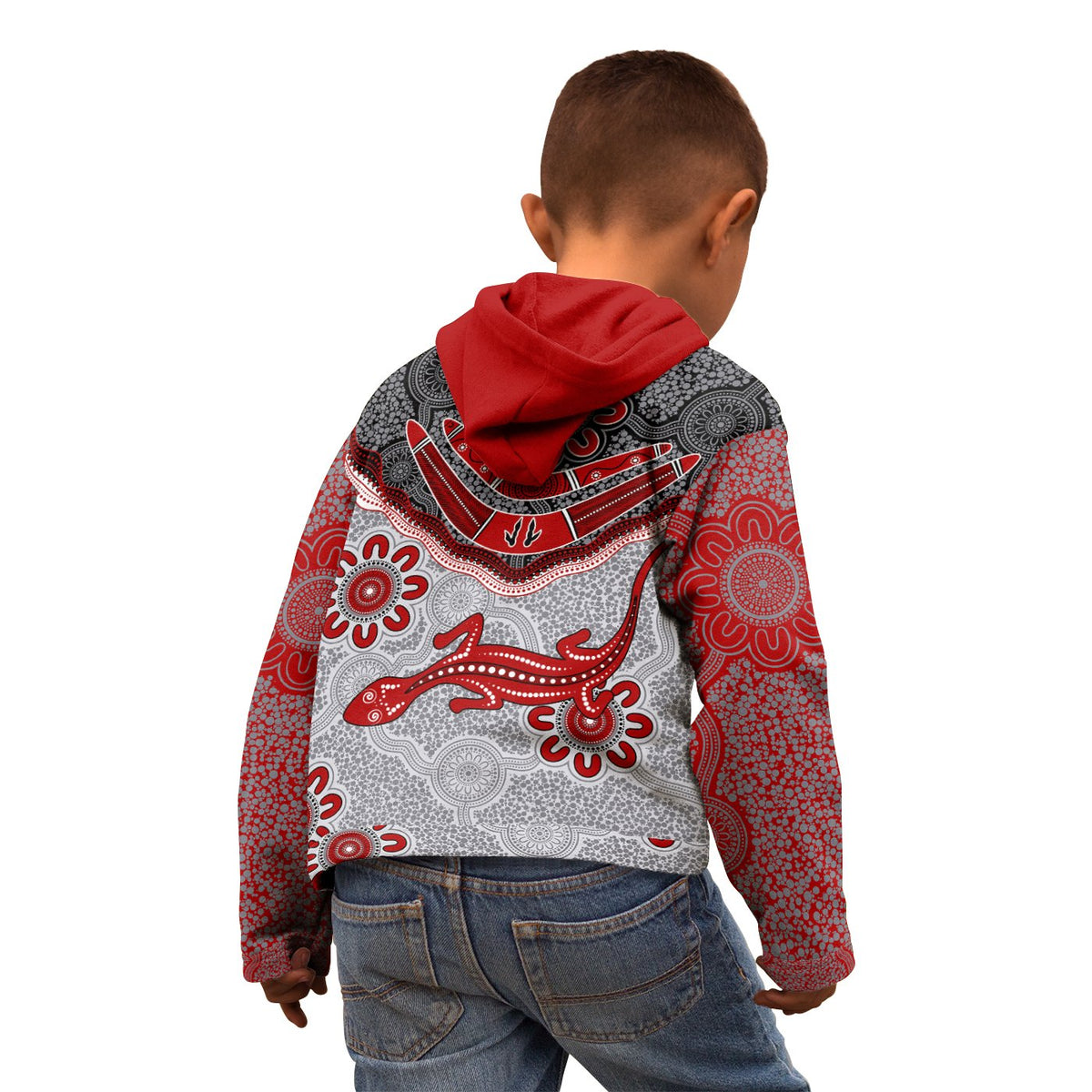 Aboriginal Lizard Hoodie Attracted Australia Version Red main image 1