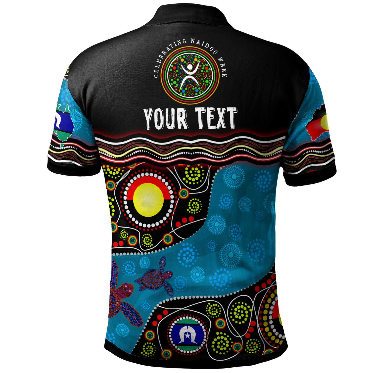 naidoc-week-2023-polo-shirt-custom-australia-culture-art-with-river-and-tortoise-aboriginal-inspired-dot-art-polo-shirt