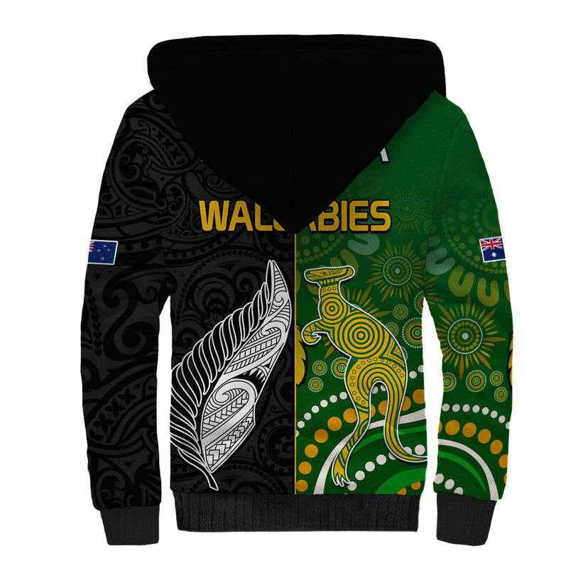 Aotearoa Rugby All Black Combine Australia Wallabies Baseball Jacket Aboriginal Kangaroo And Maori Fern LT9