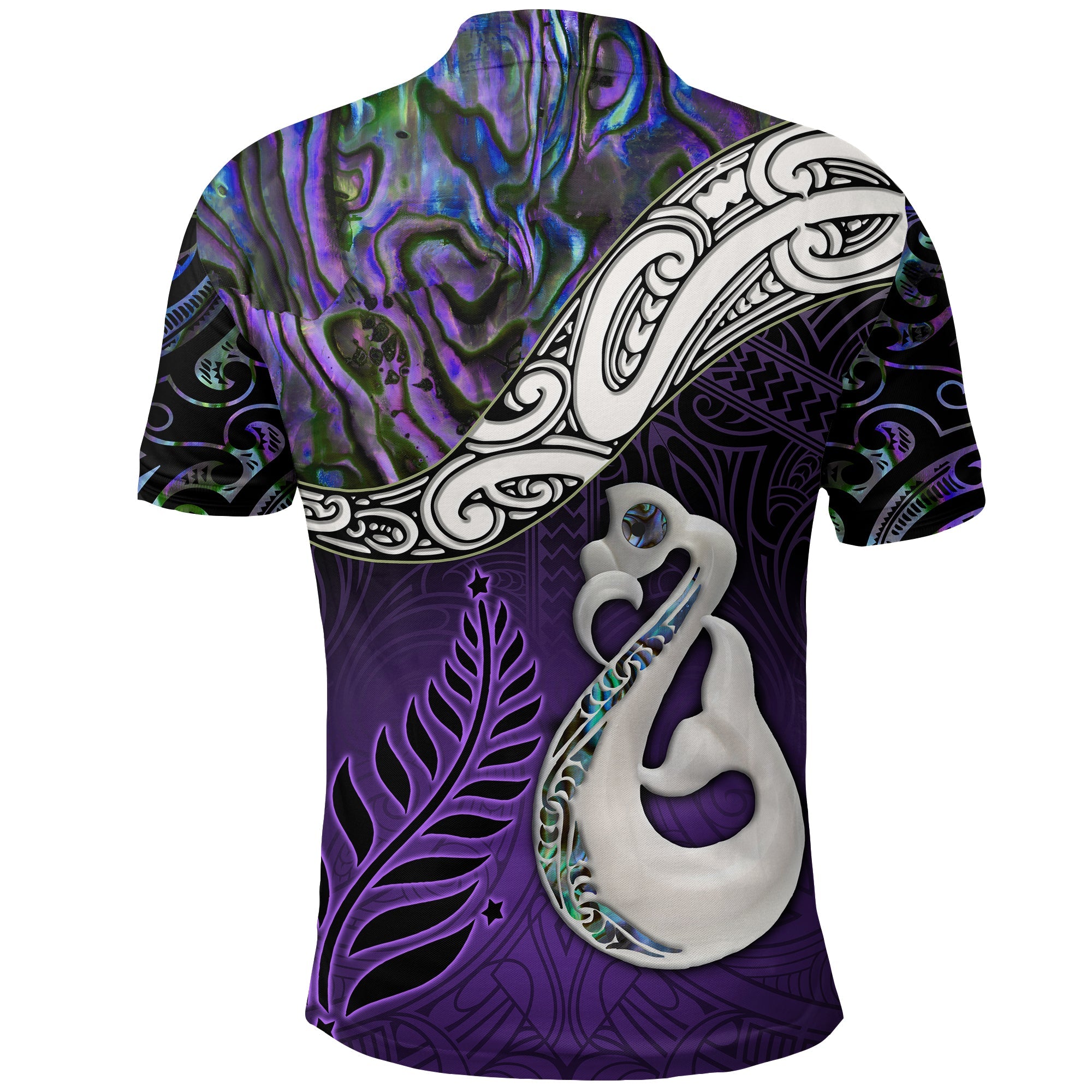 new-zealand-maori-polo-shirt-manaia-paua-shell-glitter-purple