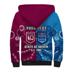(Custom Personalised) QLD Maroons And NSW Blues Rugby Sherpa Hoodie State of Origin Indigenous LT14