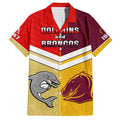 (Custom Text And Number) Dolphins Mix Broncos Rugby Hawaiian Shirt Indigenous Art LT14