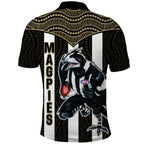 Magpies Football Polo Shirt Collingwood 1892 Indigenous Sporty Style LT14