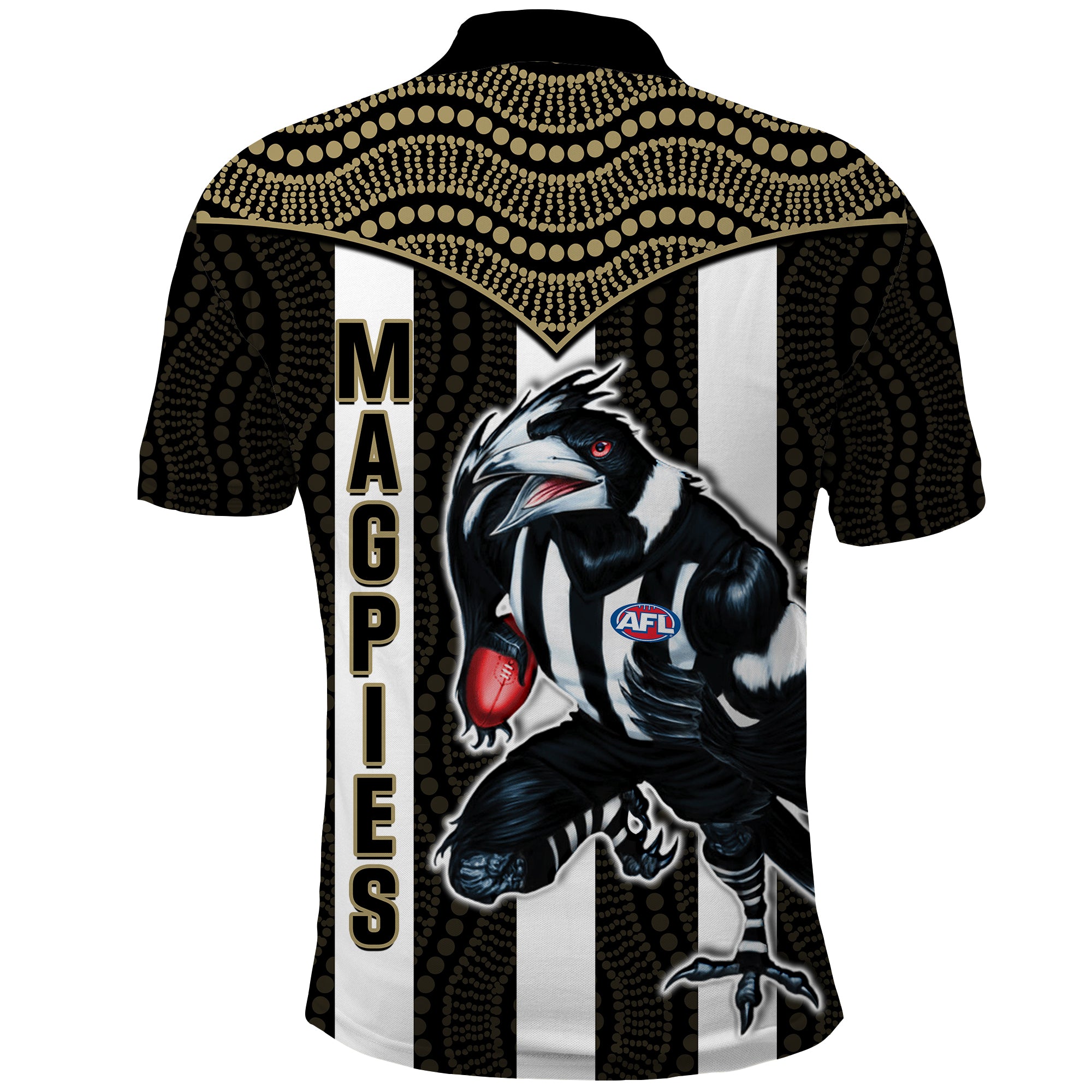 Magpies Football Polo Shirt Collingwood 1892 Indigenous Sporty Style LT14