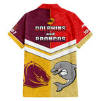 Dolphins Mix Broncos Rugby Hawaiian Shirt Indigenous Art LT14