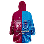 QLD Maroons And NSW Blues Rugby Wearable Blanket Hoodie State of Origin Indigenous LT14