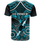 Port Adelaide Football T Shirt Power Aboriginal Mix Polynesian Pattern LT14