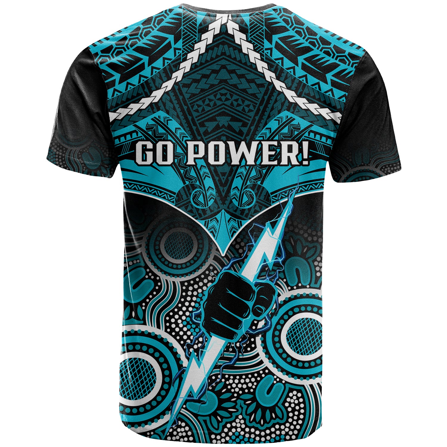 Port Adelaide Football T Shirt Power Aboriginal Mix Polynesian Pattern LT14