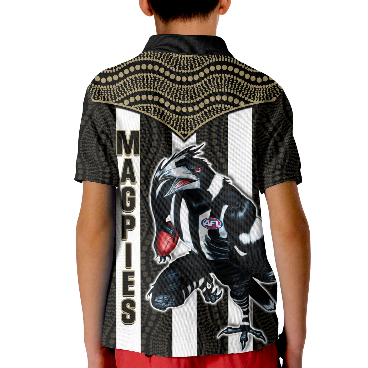 Magpies Football Polo Shirt Collingwood 1892 Indigenous Sporty Style LT14