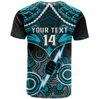 Personalised Port Adelaide Football T Shirt Power Aboriginal Mix Polynesian Pattern LT14