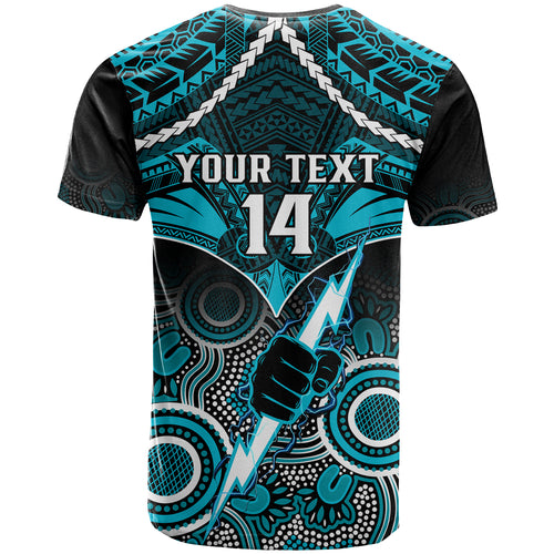 Personalised Port Adelaide Football T Shirt Power Aboriginal Mix Polynesian Pattern LT14