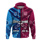 QLD Maroons And NSW Blues Rugby Hoodie State of Origin Indigenous LT14