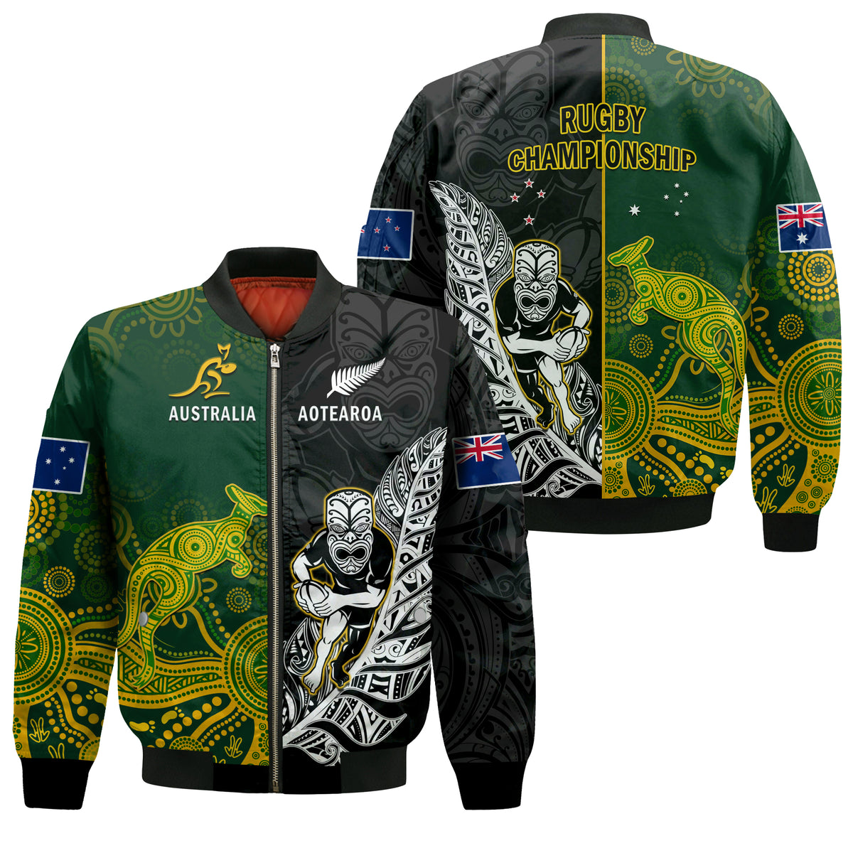 Australia Rugby Mix Aotearoa Rugby Bomber Jacket Wallabies All Black Special Version LT14