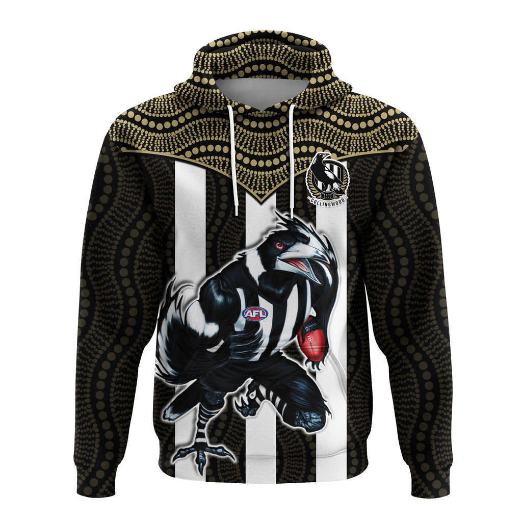 (Custom Text And Number) Magpies Football Hoodie Collingwood 1892 Indigenous Sporty Style LT14