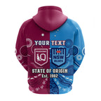 (Custom Personalised) QLD Maroons And NSW Blues Rugby Hoodie State of Origin Indigenous LT14