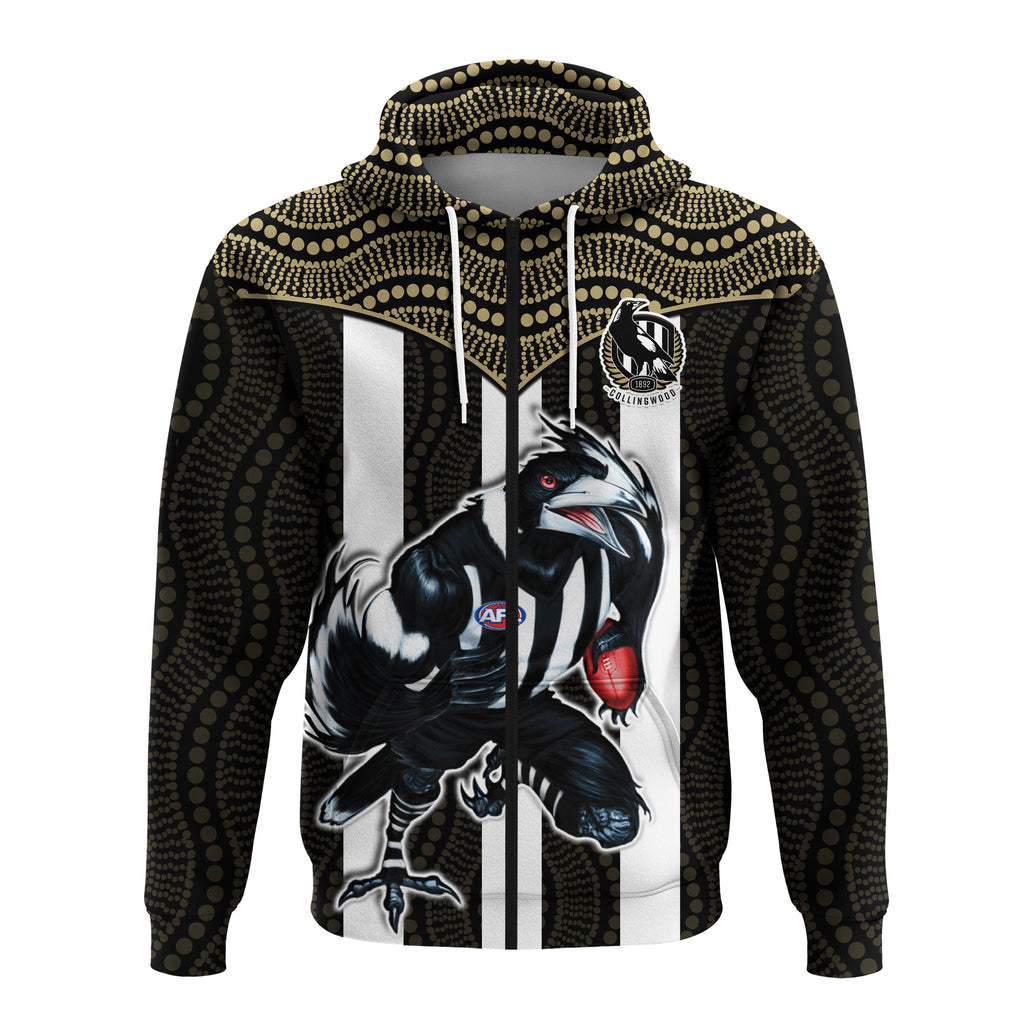 (Custom Text And Number) Magpies Football Hoodie Collingwood 1892 Indigenous Sporty Style LT14