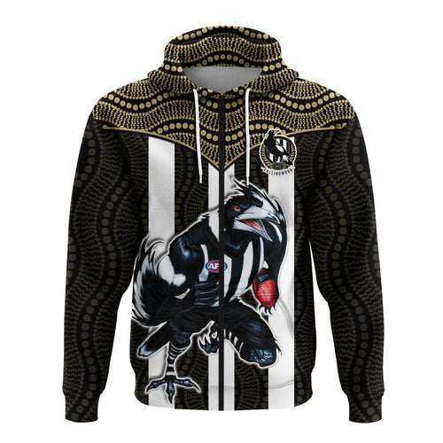 (Custom Text And Number) Magpies Football Hoodie Collingwood 1892 Indigenous Sporty Style LT14