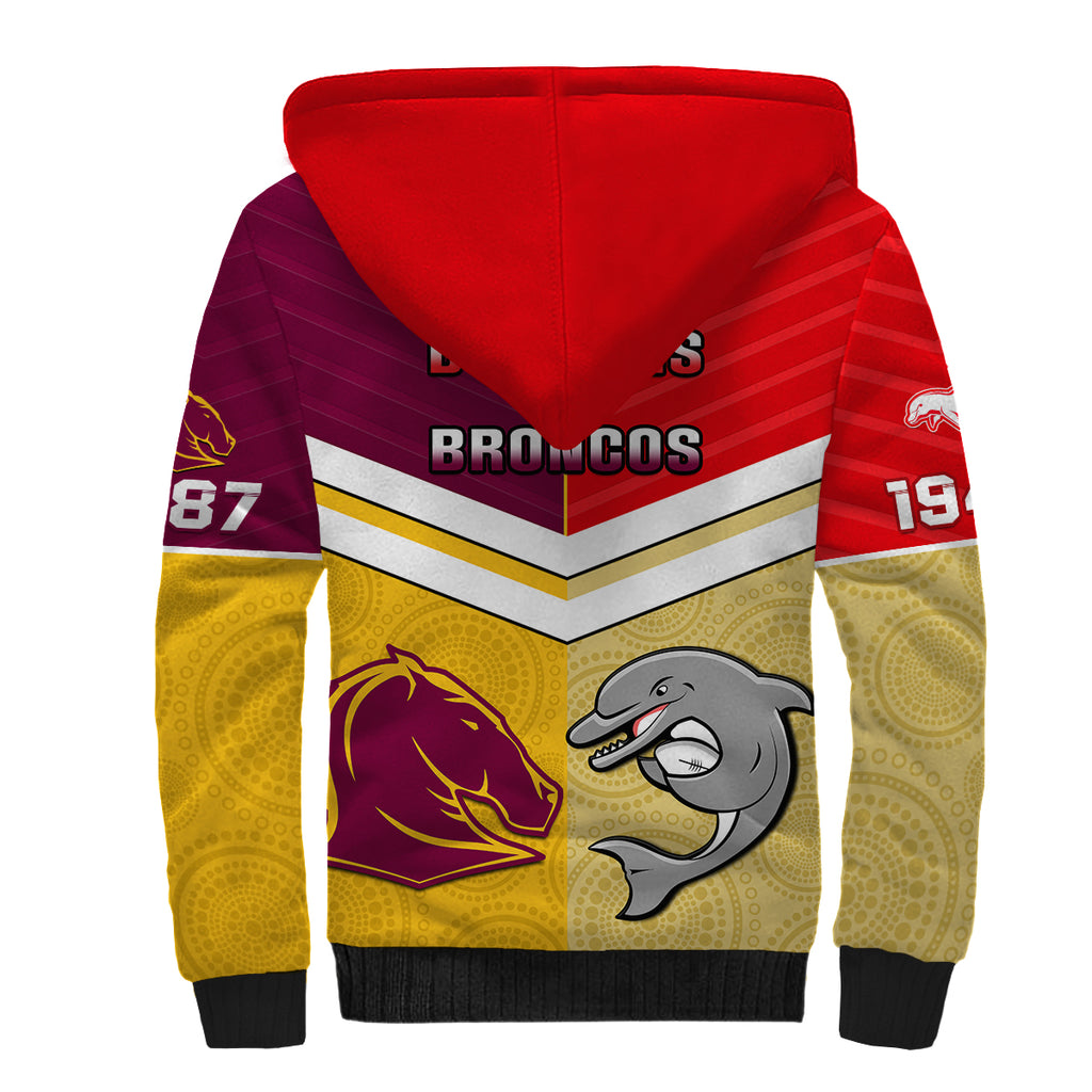 Dolphins Mix Broncos Rugby Sherpa Hoodie Indigenous Art LT14