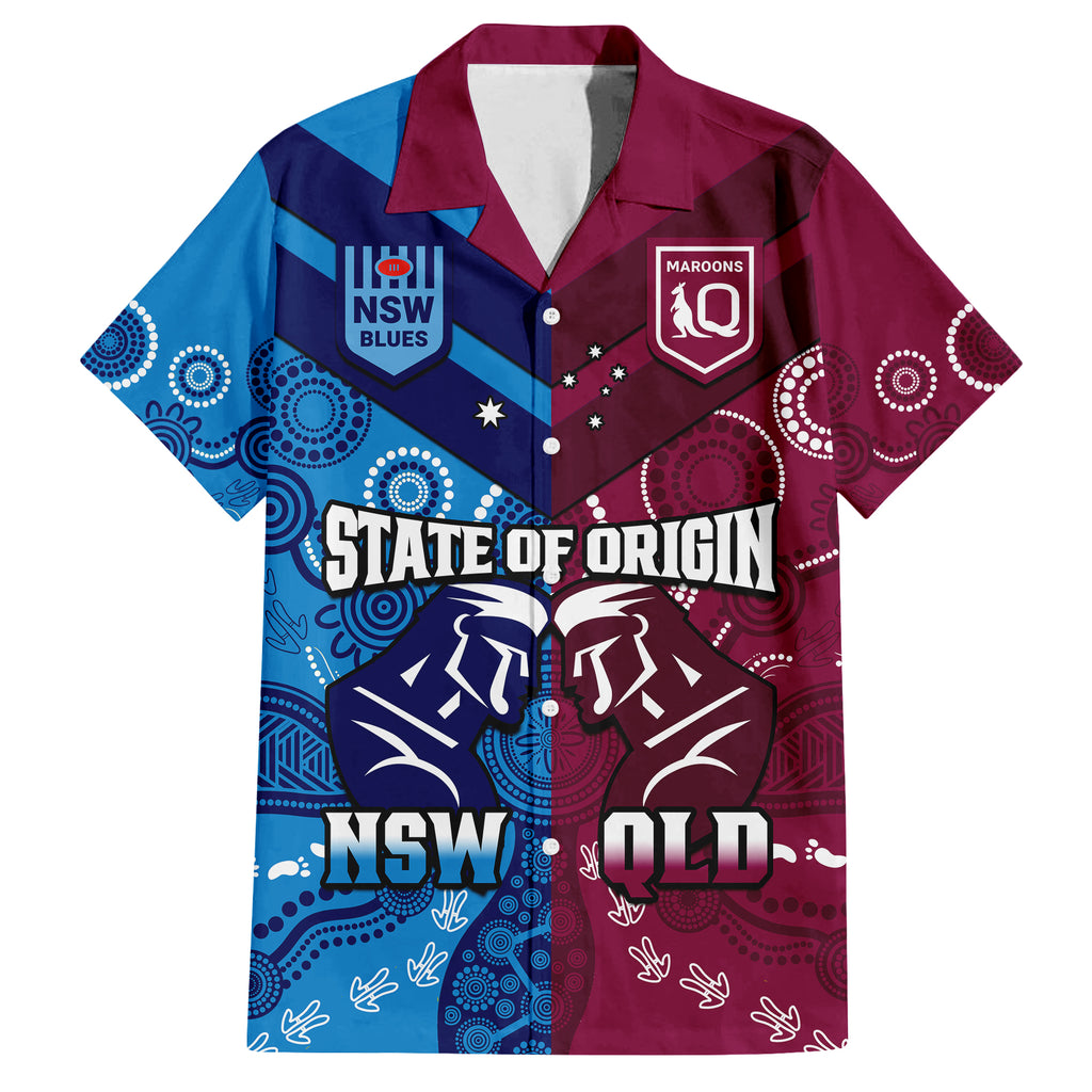 (Custom Personalised) QLD Maroons And NSW Blues Rugby Hawaiian Shirt State of Origin Indigenous LT14