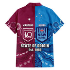 QLD Maroons And NSW Blues Rugby Hawaiian Shirt State of Origin Indigenous LT14