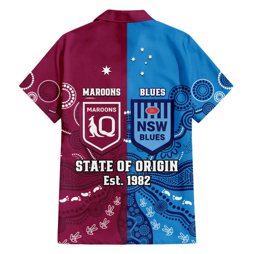 QLD Maroons And NSW Blues Rugby Hawaiian Shirt State of Origin Indigenous LT14