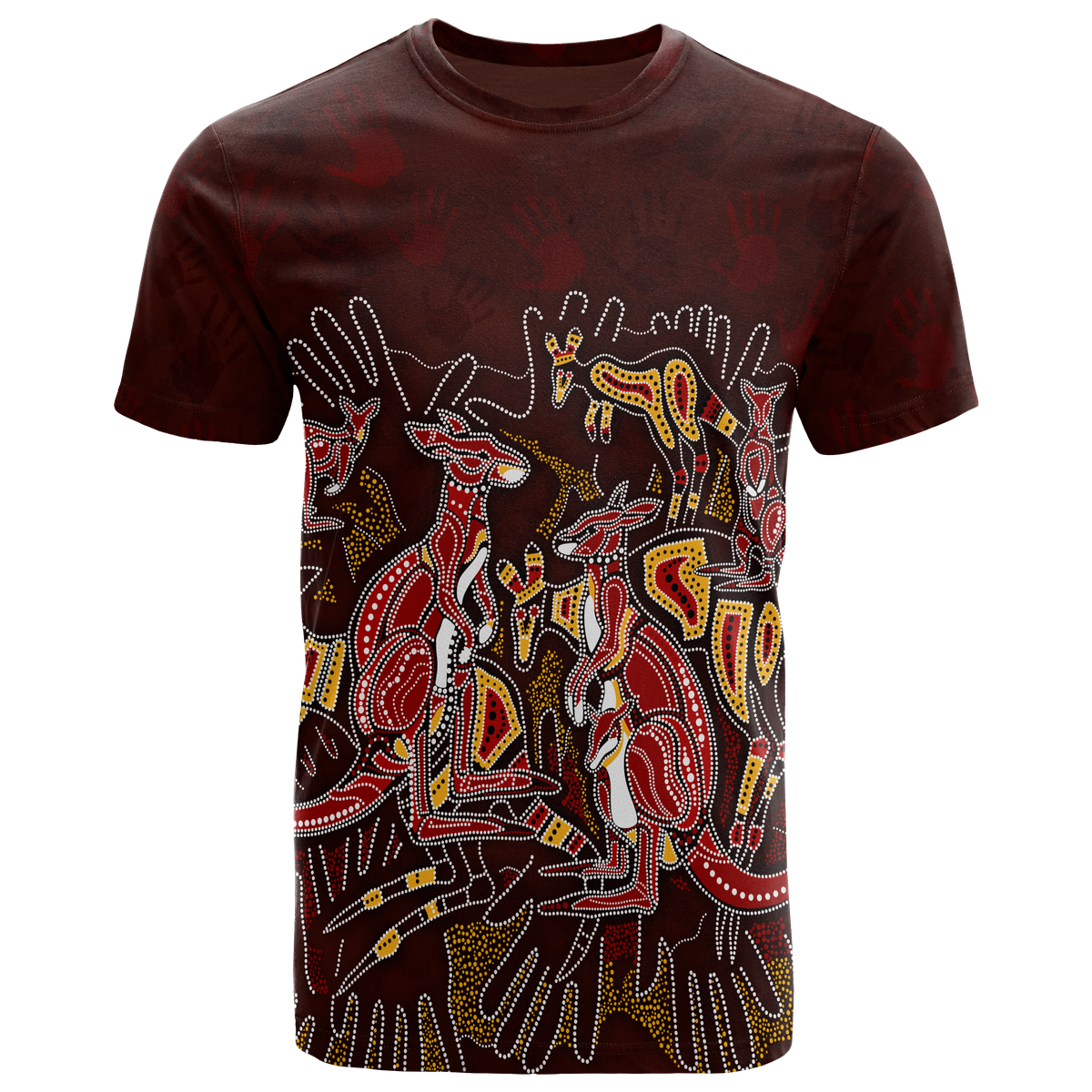 aboriginal-t-shirts-kangaroo-family-with-hand-art