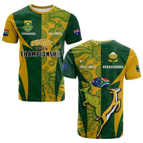 Australia Rugby and South Africa Rugby T Shirt Wallabies Mix Springboks Sporty LT14