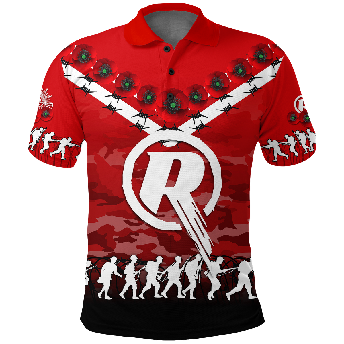 custom-personalised-melbourne-renegades-anzac-2022-polo-shirt-camouflage-with-poppy