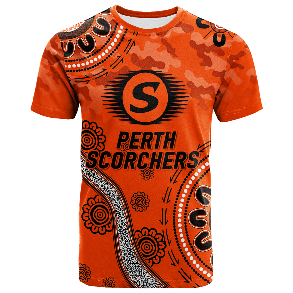 (Custom Personalised) Perth Scorchers ANZAC Day Aboriginal T-Shirt - LT12