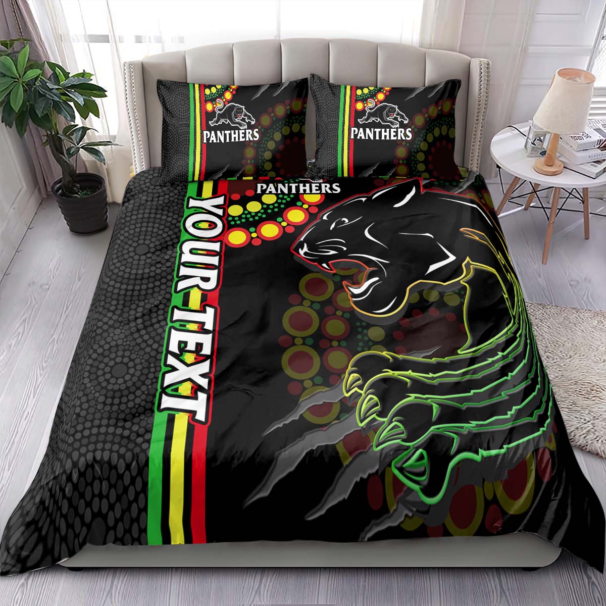 (Custom Personalised) Penrith Panthers Rugby Bedding Set The Mountain Men Aboriginal Art Dynamic LT14