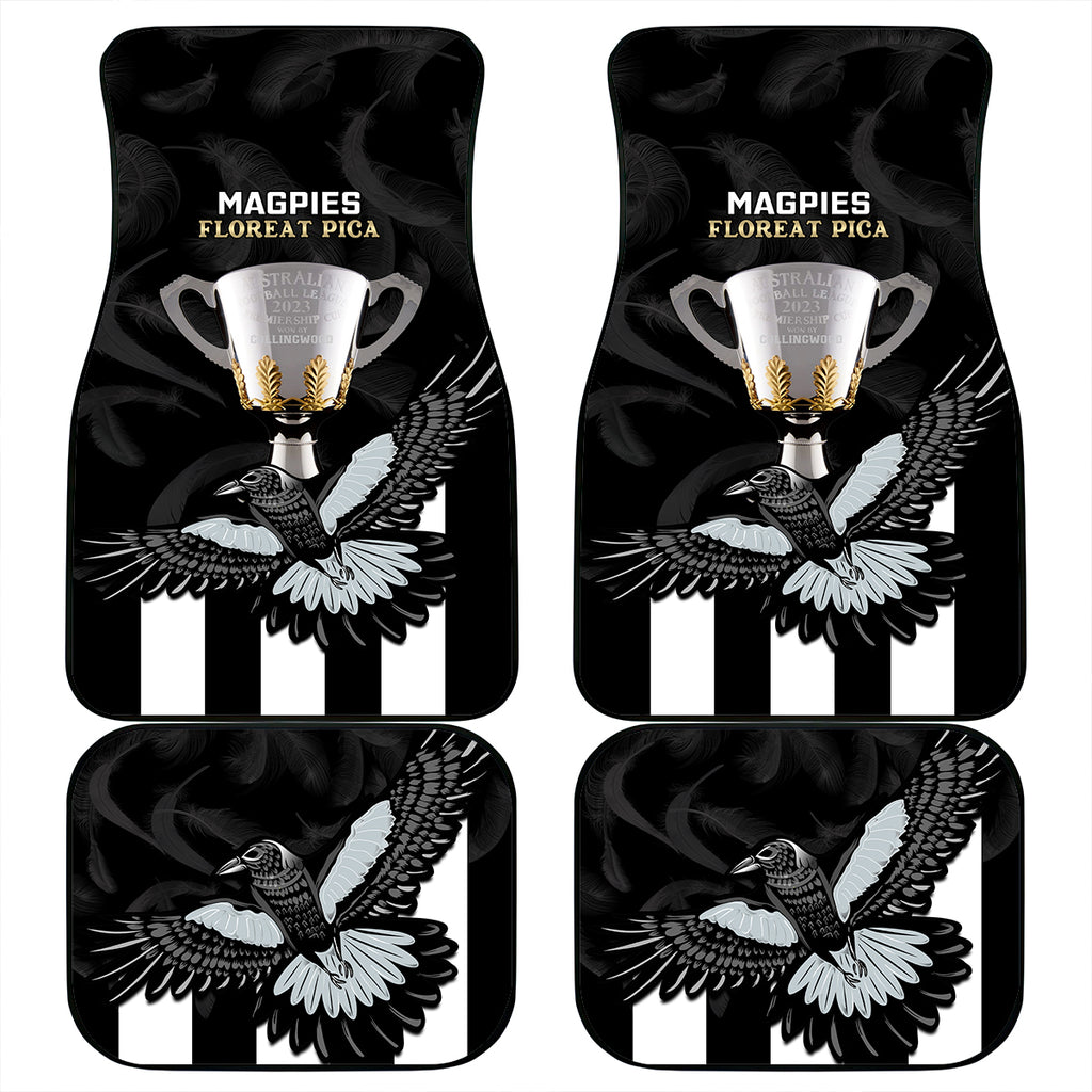 AFL Collingwood Car Mats Magpies Premiers 2023 With Trophy Proud LT14
