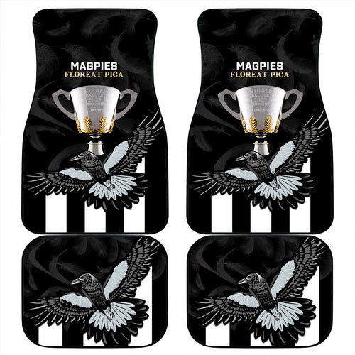 AFL Collingwood Car Mats Magpies Premiers 2023 With Trophy Proud LT14