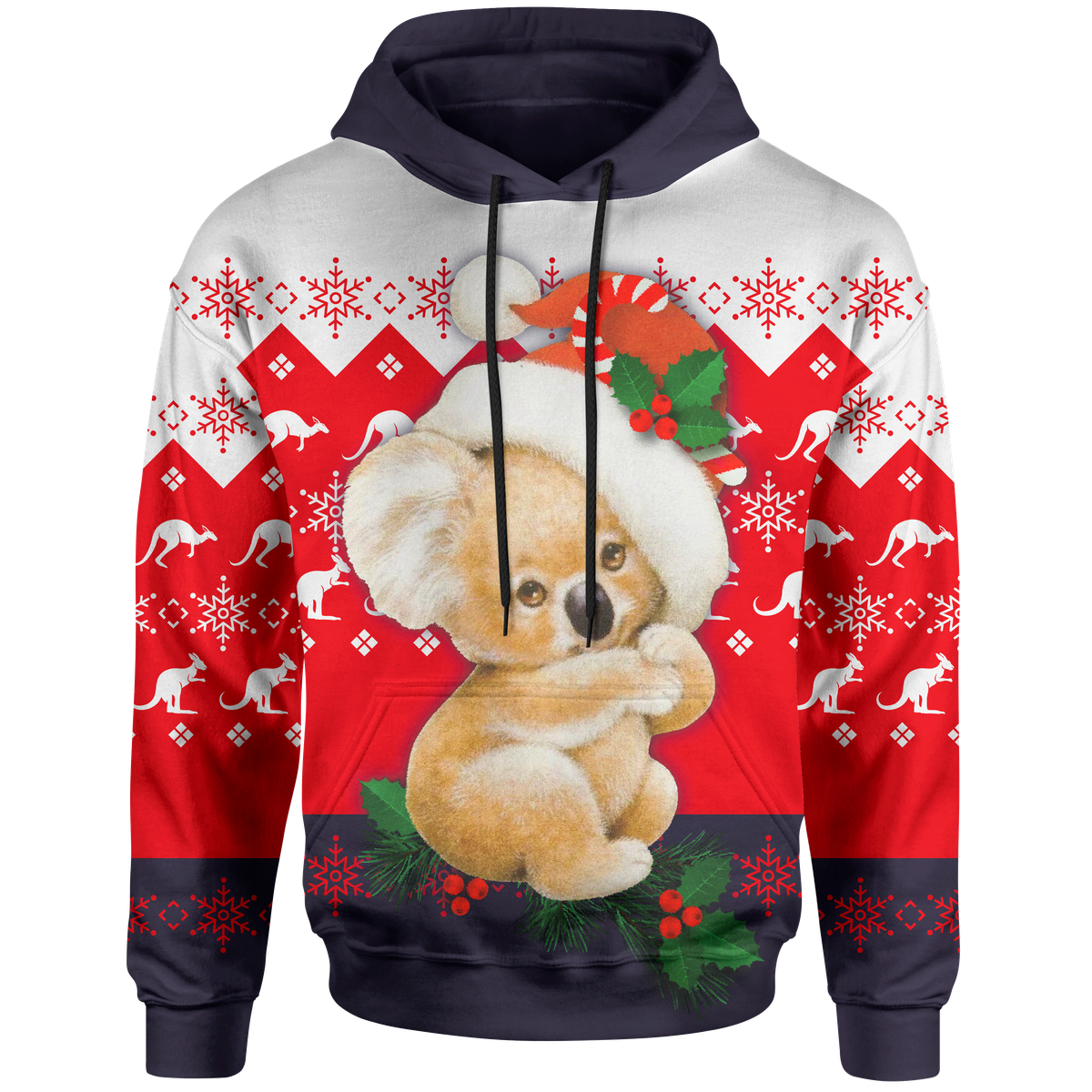 christmas-hoodie-koala-hoodie-kangaroo-symbol-snowflakes-unisex