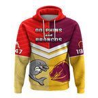 (Custom Text And Number) Dolphins Mix Broncos Rugby Hoodie Indigenous Art LT14
