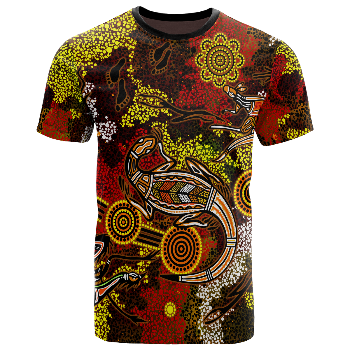 aboriginal-t-shirts-kangaroo-and-lizard-dot-painting-art